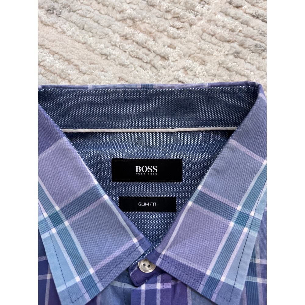 BOSS Hugo Boss Plaid Short Sleeve Button Up Shirt Mens Casual - Picture 9 of 16